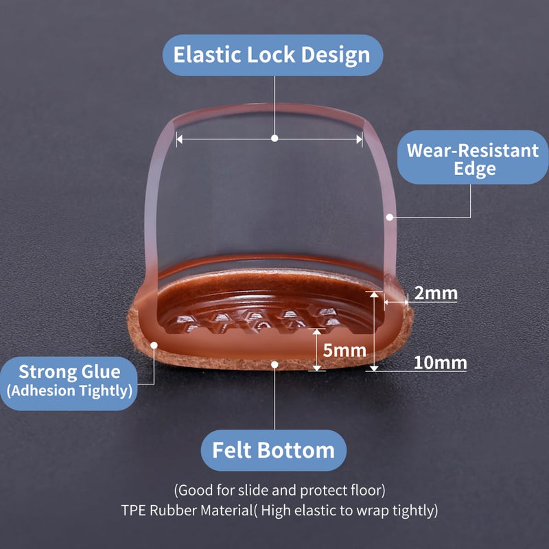 GAGUIUP Silicone Chair Leg Floor Protectors with Felt, 16PCS Folding Card Table and Chairs End Tips Chair Leg Caps for Hardwood Floor, Clear Metal Furniture Feet Floor Protectors(Round, Fit:0.75""-1.1"") - Image 3